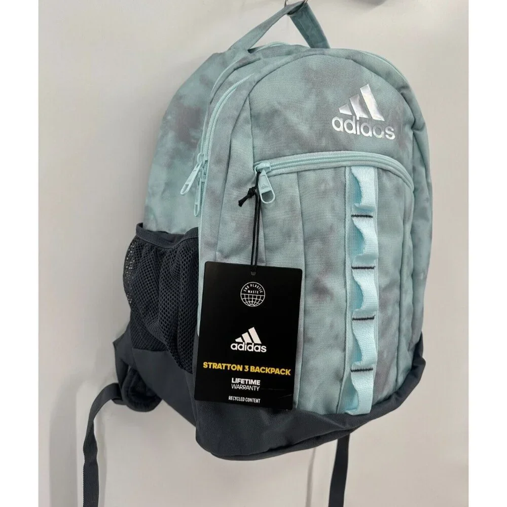 adidas Stratton II Backpack in Light Blue/Gray Large School Bag Fits 17